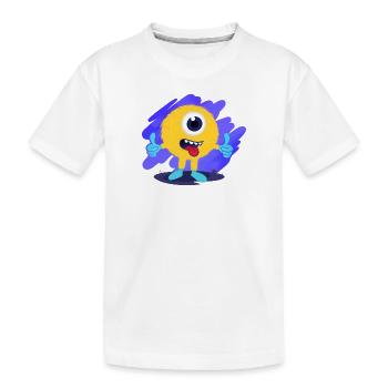 One-eye (fur, thumbs up) - Kids' Premium Organic T-Shirt - white - Front