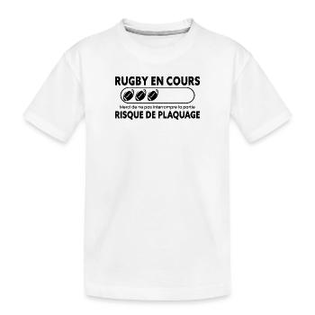 Rugby, Humour Sport, Idée Cadeau Sportif Original - T-shirt bio Premium Enfant - blanc - Devant