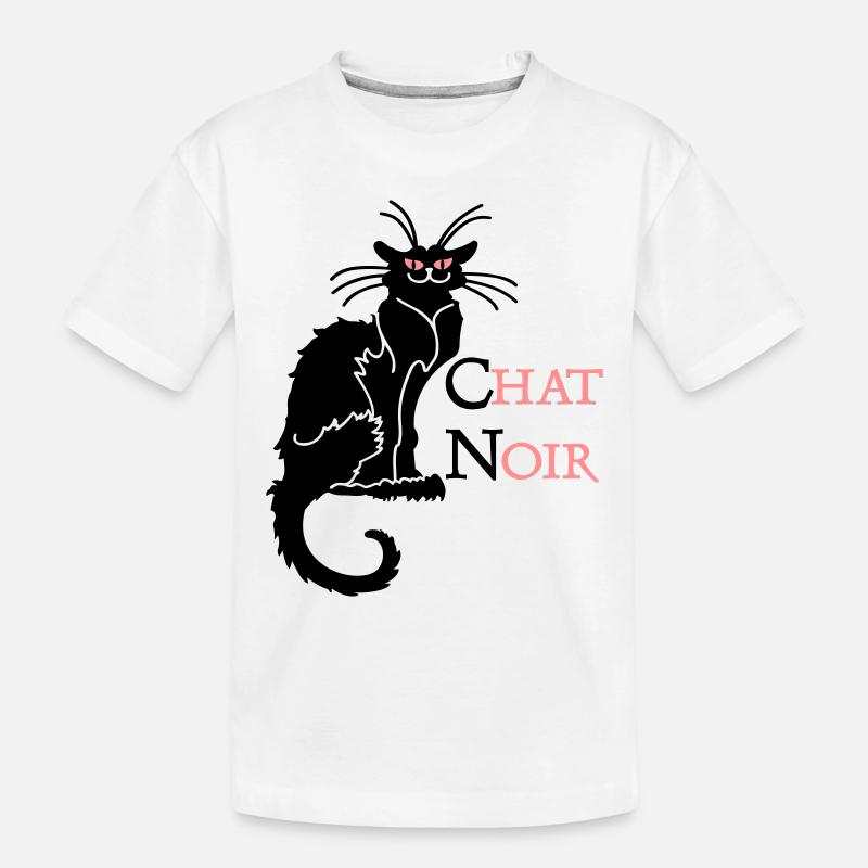 chat noir 'n (text, 2c) - T-shirt bio Premium Enfant - blanc