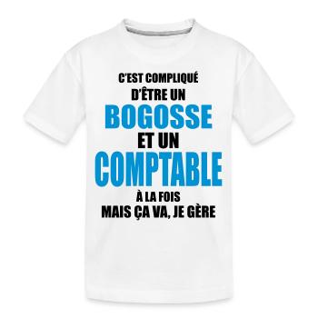 compliqué d'être un bogosse et un comptable - T-shirt bio Premium Enfant - blanc - Devant