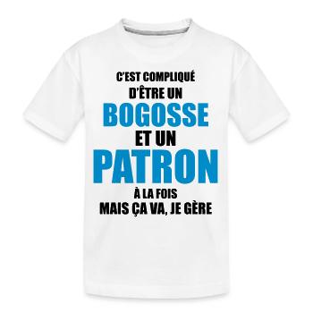 compliqué d'être un bogosse et un patron - T-shirt bio Premium Enfant - blanc - Devant