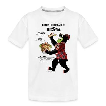 Hipster Berlin-Kreuzberger Bär mit Vegan Döner - Kinder Premium Bio T-Shirt - Weiß - Vorne