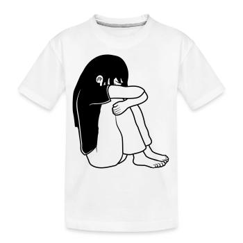 Fille assise tristement - T-shirt bio Premium Enfant - blanc - Devant