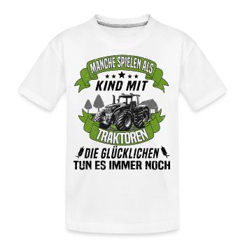 Trecker Bauer Landwirt Traktor Hof Kindheit - Kinder Premium Bio T-Shirt - Weiß - Vorne