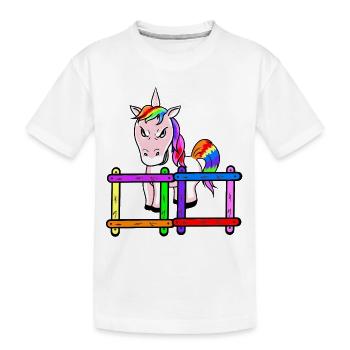Für Kinder grimmiges Einhorn Emotion Gefühle Wut - Kinder Premium Bio T-Shirt - Weiß - Vorne