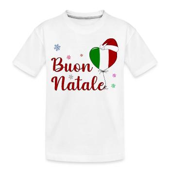 Buon Natale Weihnachten Italien Flagge - Kinder Premium Bio T-Shirt - Weiß - Vorne