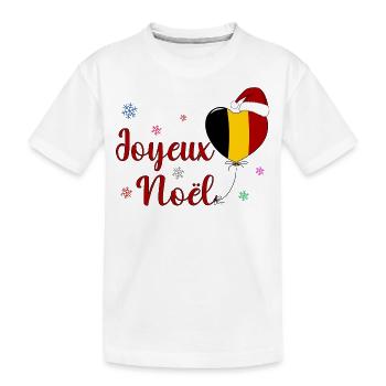 Joyeux Noel Weihnachten Belgien Flagge - Kinder Premium Bio T-Shirt - Weiß - Vorne
