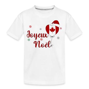 Joyeux Noel Kanada Flagge Herz - Kinder Premium Bio T-Shirt - Weiß - Vorne