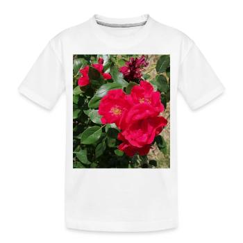roses rouge avec ses feuilles - T-shirt bio Premium Enfant - blanc - Devant