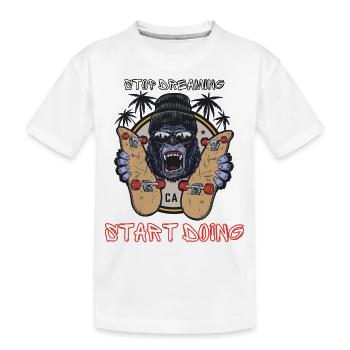 KongGorilla | Hör auf zu träumen, fang an zu tun - Kinder Premium Bio T-Shirt - Weiß - Vorne