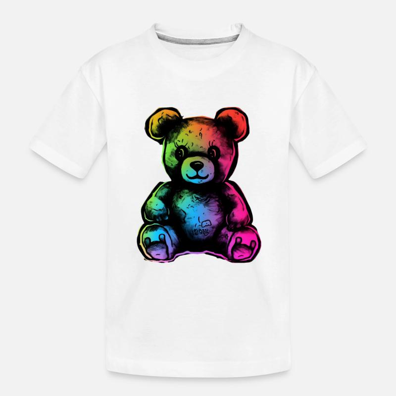 Regenbogen-Teddybär - Kinder Premium Bio T-Shirt - Weiß