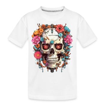 Cyborg Skull Robot Android Sugar Skull - T-shirt bio Premium Enfant - blanc - Devant