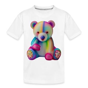 Mehrfarbiger Teddybär - Kinder Premium Bio T-Shirt - Weiß - Vorne