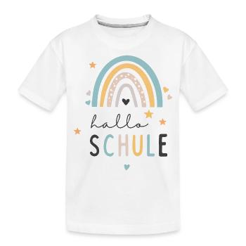 Schulkind 2024 Regenbogen - hallo Schule - Kinder Premium Bio T-Shirt - Weiß - Vorne