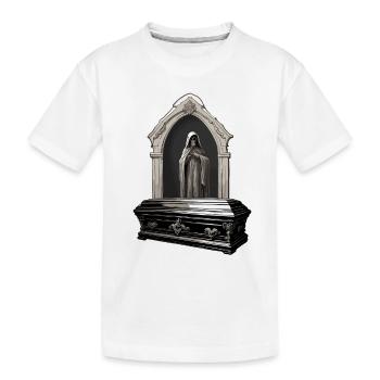 Sarg / Letzte Ruhestätte / Erde / Bestattung - Kinder Premium Bio T-Shirt - Weiß - Vorne