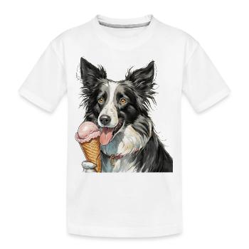border collie glace - T-shirt bio Premium Enfant - blanc - Devant