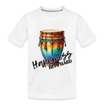 Happiness Hits Hard - Aztec Style Drum - Kids' Premium Organic T-Shirt - white - Front