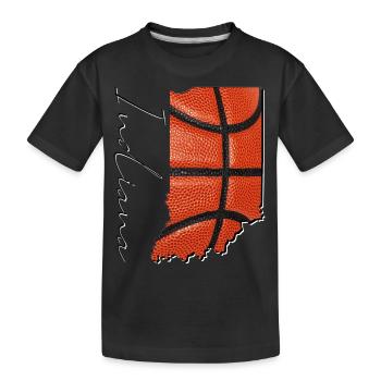Echter Basketball in Indiana State Landkarte IN - Kinder Premium Bio T-Shirt - Schwarz - Vorne