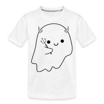 Halloween fantôme à cornes mignon - T-shirt bio Premium Enfant - blanc - Devant