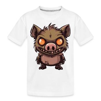 Cochon Halloween Bande dessinée Drôle de sanglier - T-shirt bio Premium Enfant - blanc - Devant
