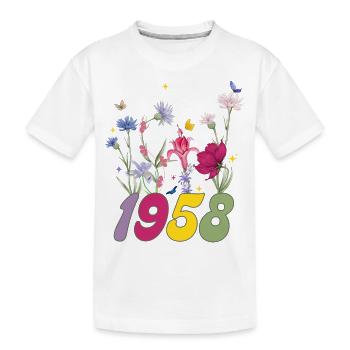 Geburtsjahr 1958 Wildblumen - Kinder Premium Bio T-Shirt - Weiß - Vorne