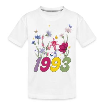 Geburtsjahr 1993 Wildblumen - Kinder Premium Bio T-Shirt - Weiß - Vorne