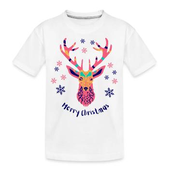 Buntes Geweih - Kinder Premium Bio T-Shirt - Weiß - Vorne