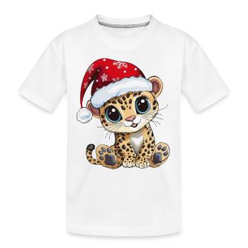 Leopard Christmas Cute Cute Christmassy - Kids' Premium Organic T-Shirt - white - Front