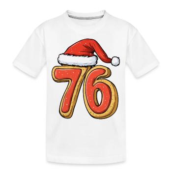 76 Number Christmas Biscuit - Kids' Premium Organic T-Shirt - white - Front