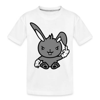Hase Mittelfinger Zeigen Böse Frech Beleidigend - Kinder Premium Bio T-Shirt - Weiß - Vorne