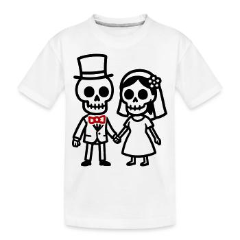Ehepaar Hochzeit Skull - Kinder Premium Bio T-Shirt - Weiß - Vorne