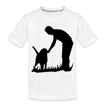 Beste Freunde - Hund und Herrchen Silouette - Kinder Premium Bio T-Shirt - Weiß - Vorne