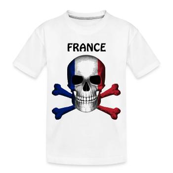 Crâne Jolly Roger Pirate Flag France R6Z - T-shirt bio Premium Enfant - blanc - Devant