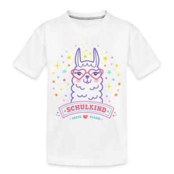 Lama Schulkind 2026 Rosa für Mädchen - Kinder Premium Bio T-Shirt - Weiß - Vorne
