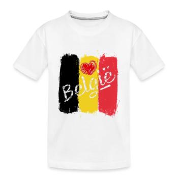 Belgische Flagge mit Herz – Grunge Design - Kinder Premium Bio T-Shirt - Weiß - Vorne