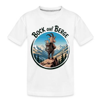 Bergsteiger Ziege auf dem Gipfel - Kinder Premium Bio T-Shirt - Weiß - Vorne