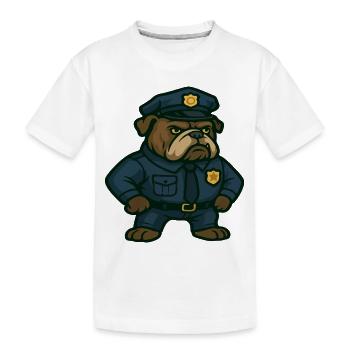 Bulldogge Polizist Karikatur - Kinder Premium Bio T-Shirt - Weiß - Vorne
