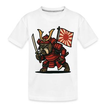 Samurai Bulldogge Krieger Japan Rüstung Design - Kinder Premium Bio T-Shirt - Weiß - Vorne