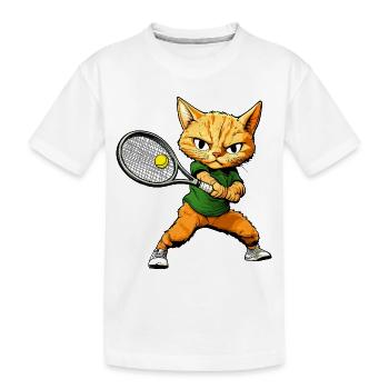 Katzen Tennis - Kinder Premium Bio T-Shirt - Weiß - Vorne