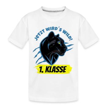Jetzt wird's Wild - Schwarzer Panther 1. Klasse - Kinder Premium Bio T-Shirt - Weiß - Vorne