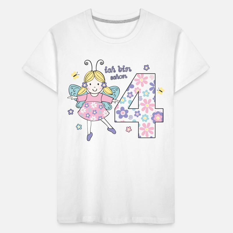 4. Geburtstag - niedliche Fee Mädchen Geschenk Kinder Premium Bio T-Shirt