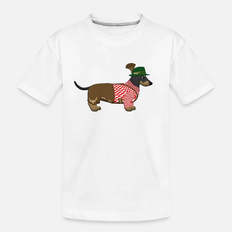 Der bayerische Dackel rot-weißes Hemd - Kinder Premium Bio T-Shirt - Weiß