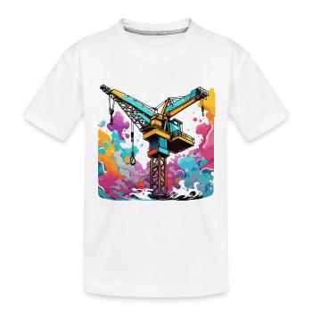 Grue / de chantier / treuil / système de grue - T-shirt bio Premium Enfant - blanc - Devant