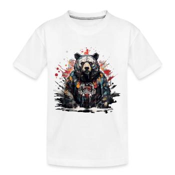 Brüllender Bär. Stärke im Graffiti-Stil. - Kinder Premium Bio T-Shirt - Weiß - Vorne