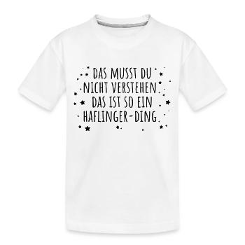 Haflinger-Ding - Kinder Premium Bio T-Shirt - Weiß - Vorne