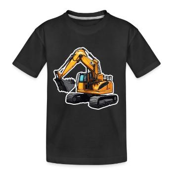 Bagger / Baustelle / Maschine /graben / Schaufel - Kinder Premium Bio T-Shirt - Schwarz - Vorne