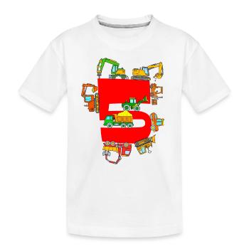 Bagger 5. Geburtstag Baufahrzeuge 5 Jahre Jungen - Kinder Premium Bio T-Shirt - Weiß - Vorne
