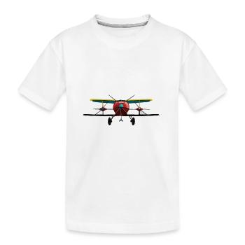 Doppeldecker Flugzeug - Kinder Premium Bio T-Shirt - Weiß - Vorne