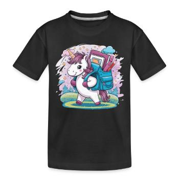 Licorne Retour à l’école - T-shirt bio Premium Enfant - noir - Devant