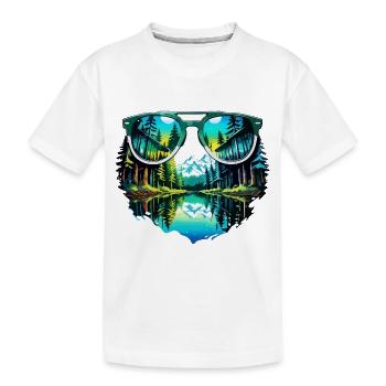 Sonnenbrille / Reflektion / Wald / Spiegelung - Kinder Premium Bio T-Shirt - Weiß - Vorne